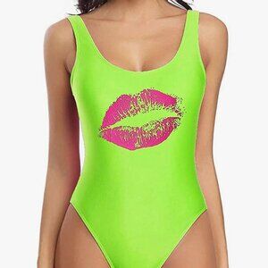 MIAIULIA Women's Retro 80s/90s Inspired High Cut Low Back Padding One Piece Swim